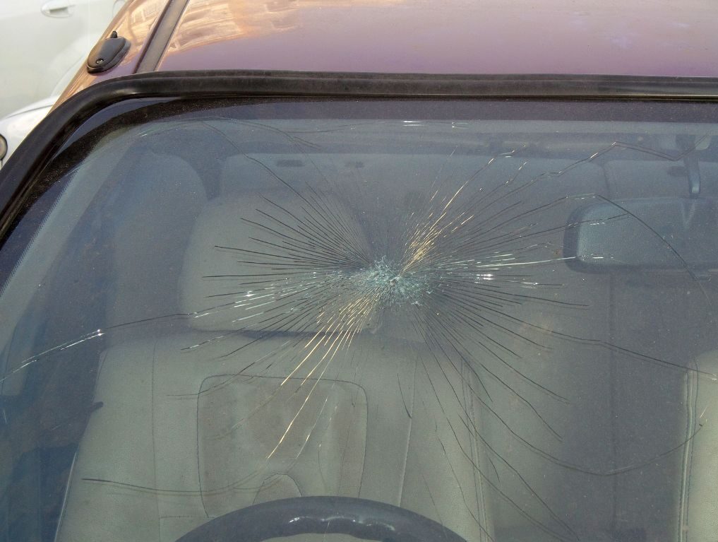 broken car windscreen
